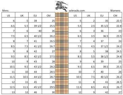 burberry men shoes size chart|Burberry size 40 in us.